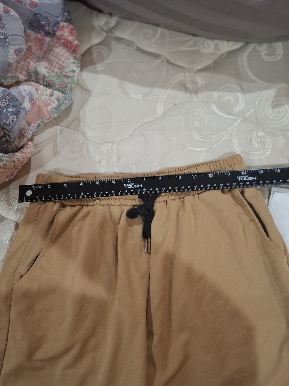 Women's Beige Elastic-Waist Athletic Shorts with Drawstring - Picture 6 of 9